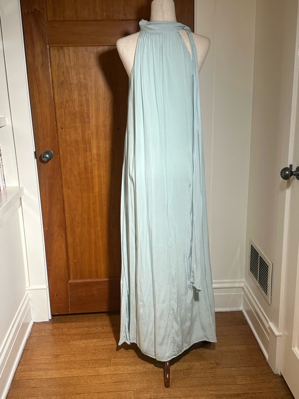 Something Navy Cupro Mint Green Pleated Halter Dress - Picture 5 of 11